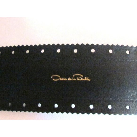 Oscar De La Renta Black/White Leather 4\' Wide 32\